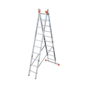 Лестница двусторонняя алюминиевая KRAUSE Tribilo, 3 секции, 10 ступ., 3-6,9 м (129680)