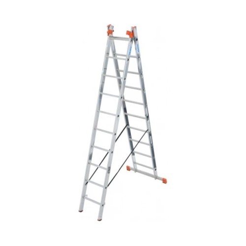 Лестница двусторонняя алюминиевая KRAUSE Tribilo, 3 секции, 10 ступ., 3-6,9 м (129680)