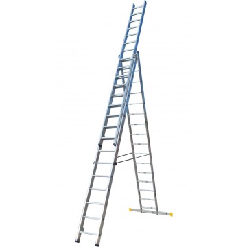 Лестница двусторонняя алюминиевая ELKOP VHR Profi, 3 секции, 16 ступ., 4,3-10,5 м (36007)