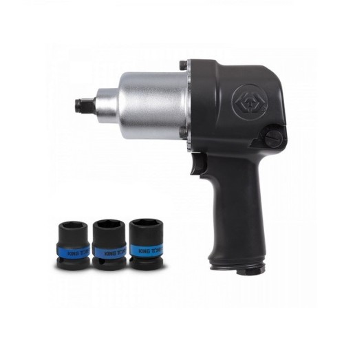 Пневматический гайковерт KING TONY 1/2" 678 Нм, в комплекте 3 торцевые головки (P33411-040B)