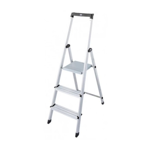 Стремянка односторонняя алюминиевая KRAUSE Solidy, 1 секция, 3 ступ., 1,3 м (126214)