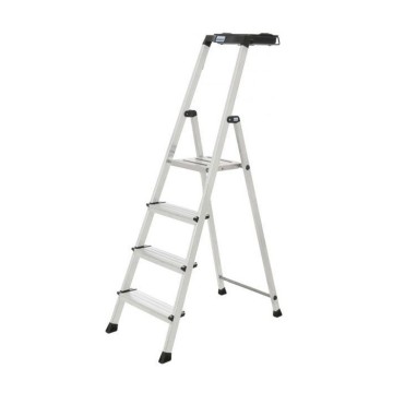 Стремянка односторонняя алюминиевая KRAUSE MultiGrip, 1 секция, 4 ступ., 1,6 м (126528)