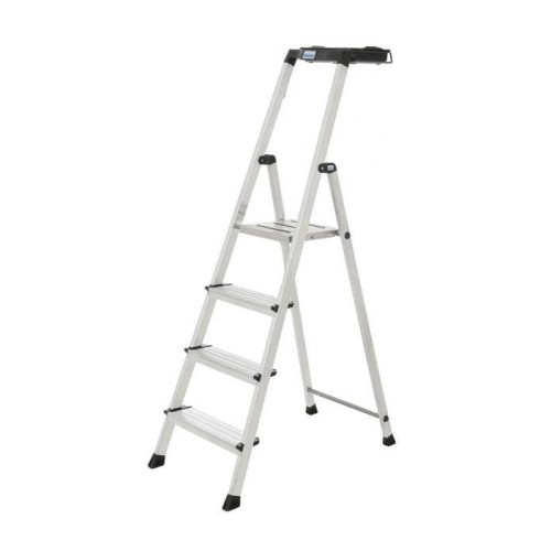 Стремянка односторонняя алюминиевая KRAUSE MultiGrip, 1 секция, 4 ступ., 1,6 м (126528)