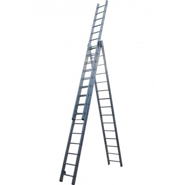 Лестница двусторонняя алюминиевая ELKOP VHR Profi, 3 секции, 15 ступ., 4,0-9,8 м (38185)