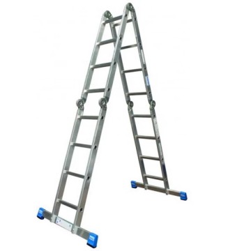 Лестница-трансформер шарнирная, алюминиевая KRAUSE Stabilo, 4 секции, 4 ступ., 1-4,4 м (123527)