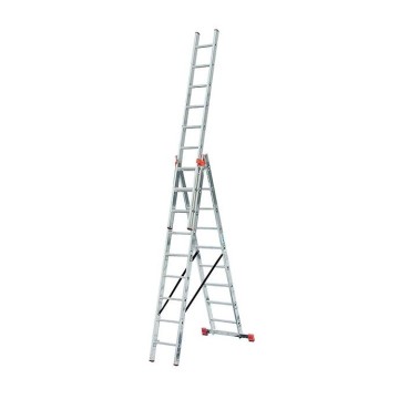 Лестница двусторонняя алюминиевая KRAUSE Tribilo, 3 секции, 8 ступ., 2,4-5,2 м (129666)