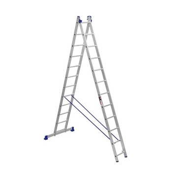 Лестница двусторонняя алюминиевая STARK SVHR, 2 секции, 12 ступ., 3,9-5,6 м (525212407)