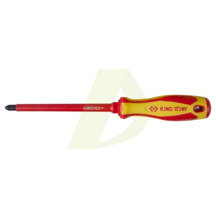 Отвертка крестовидная диэлектрическая KING TONY PHillips №2, 100 мм (14710204) Отвертка крестовидная диэлектрическая KING TONY PHillips №2, 100 мм (14710204)