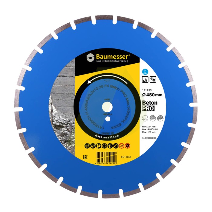 Круг алмазний вiдрiзний 1A1RSS/C1 450x4,0/3,0x10x25,4-11,5-26 HIT Baumesser Beton PRO Круг алмазний вiдрiзний 1A1RSS/C1 450x4,0/3,0x10x25,4-11,5-26 HIT Baumesser Beton PRO