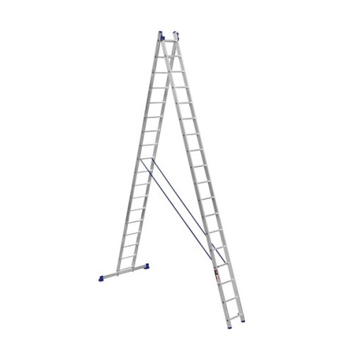 Лестница двусторонняя алюминиевая STARK SVHR Pro, 2 секции, 17 ступ., 4,7-8,7 м (525217412)
