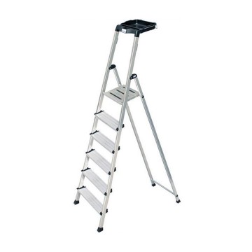 Стремянка односторонняя алюминиевая KRAUSE MultiGrip, 1 секция, 6 ступ., 2 м (126542)