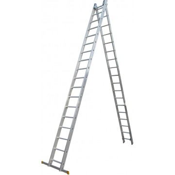 Лестница двусторонняя алюминиевая ELKOP VHR Profi, 2 секции, 18 ступ., 4,7-8,4 м (37497)