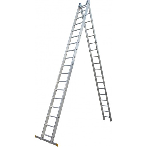Лестница двусторонняя алюминиевая ELKOP VHR Profi, 2 секции, 18 ступ., 4,7-8,4 м (37497)