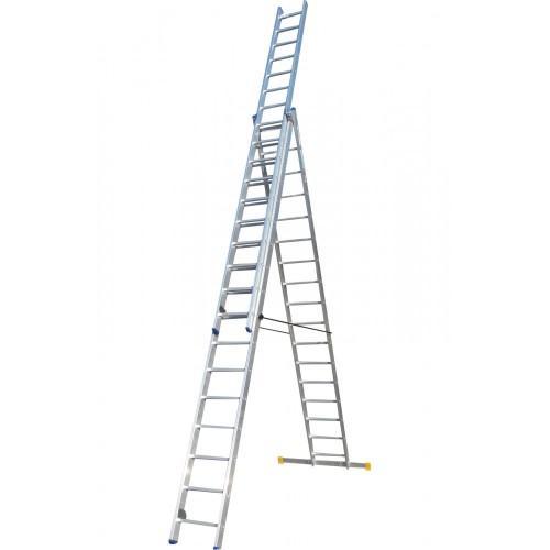 Лестница двусторонняя алюминиевая ELKOP VHR Profi, 3 секции, 17 ступ., 4,6-11,4 м (38305)