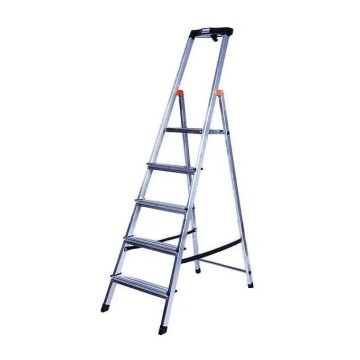 Стремянка односторонняя алюминиевая KRAUSE Safety, 1 секция, 5 ступ., 1,8 м (126337)