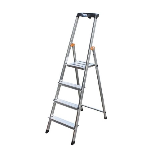 Стремянка односторонняя алюминиевая KRAUSE Safety, 1 секция, 4 ступ., 1,6 м (126320)