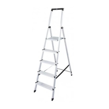 Стремянка односторонняя алюминиевая KRAUSE Solidy, 1 секция, 5 ступ., 1,6 м (126238)