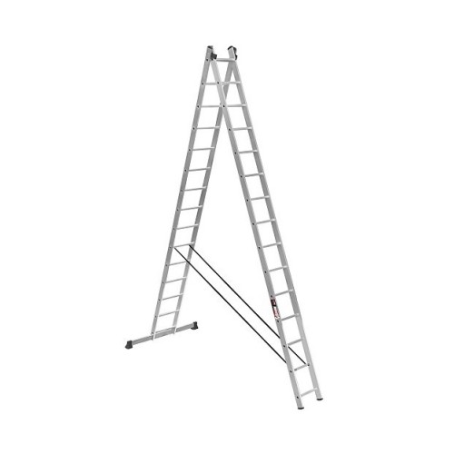 Лестница двусторонняя алюминиевая STARK SVHR Pro, 2 секции, 15 ступ., 4,2-7,5 м (525215410)