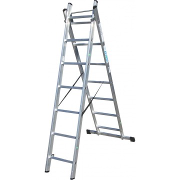 Лестница двусторонняя алюминиевая ELKOP VHR Trend, 2 секции, 7 ступ., 1,9-3,0 м (38248)