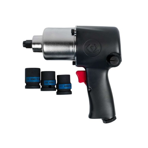 Пневматичний гайковерт KING TONY 1/2" 678 Hм, в комплекті 3 торцеві головки (P33421-040B)