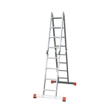 Лестница-трансформер шарнирная, алюминиевая KRAUSE MultiMatic, 2 секции - 5 ступ., 2 секции - 4 ступ., 1,5-6,2 м, без платформи (120700)