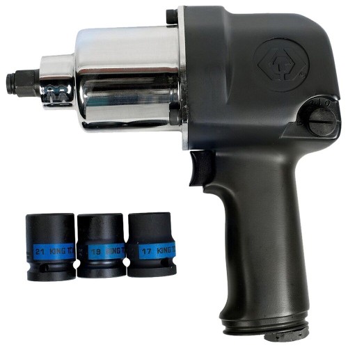 Пневматичний гайковерт KING TONY 1/2" 881 Нм, в комплекті 3 торцеві головки (P33411-050B)