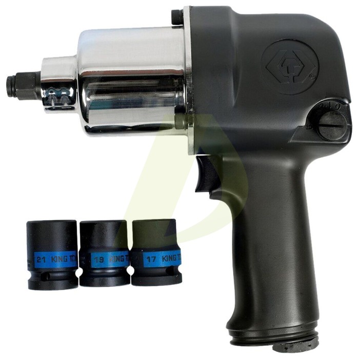 Пневматичний гайковерт KING TONY 1/2" 881 Нм, в комплекті 3 торцеві головки (P33411-050B) Пневматичний гайковерт KING TONY 1/2" 881 Нм, в комплекті 3 торцеві головки (P33411-050B)