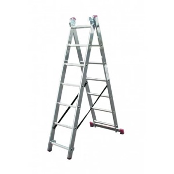 Лестница двусторонняя алюминиевая KRAUSE Corda, 3 секции, 7 ступ., 1,9-4,2 м (030375)