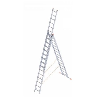 Лестница двусторонняя алюминиевая Vulkan 7315, 3 секции, 15 ступ., 4,0-10,5 м (39270)