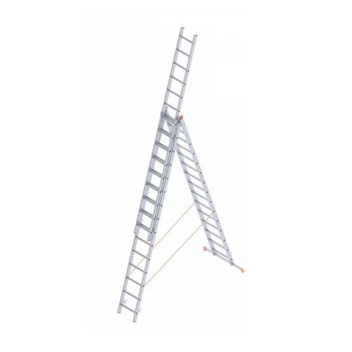 Лестница двусторонняя алюминиевая Vulkan 7315, 3 секции, 15 ступ., 4,0-10,5 м (39270)