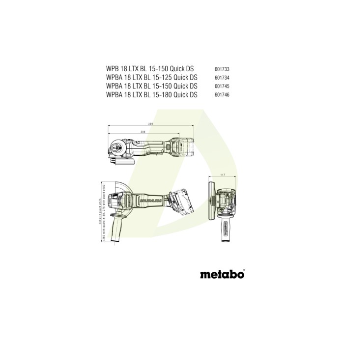 WB 18 LTX BL 15-125 Quick Акумуляторна кутова шліфувальна машина WB 18 LTX BL 15-125 Quick Акумуляторна кутова шліфувальна машина