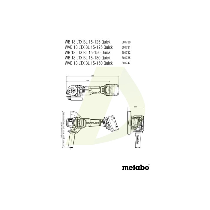 WB 18 LTX BL 15-125 Quick Акумуляторна кутова шліфувальна машина WB 18 LTX BL 15-125 Quick Акумуляторна кутова шліфувальна машина