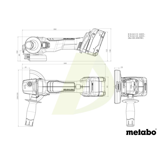 W 18 L 9-125 Аккумуляторная угловая шлифмашина W 18 L 9-125 Аккумуляторная угловая шлифмашина