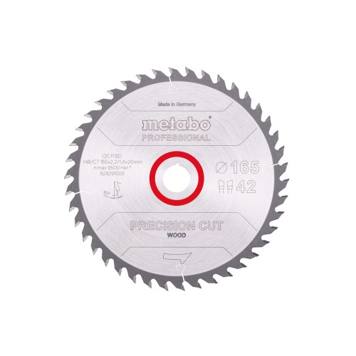 Пилкове полотно «precision cut wood - professional», 165x20 Z42 WZ 15° (628291000)
