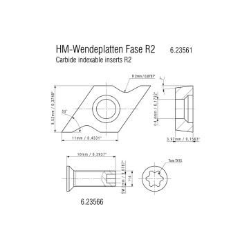 10 твердосплавных поворотных пластин, R2 (623561000)