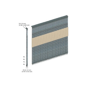 3000 цвяхів у стрічці, D34°, скріплені папером, 3,1 x 90 мм, кільце BL (630156000)