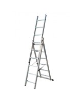 Лестница двусторонняя алюминиевая ELKOP VHR Trend, 3 секции, 6 ступ., 1,6-3,2 м (37490)