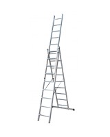 Лестница двусторонняя алюминиевая ELKOP VHR Trend, 3 секции, 9 ступ., 2,5-5,3 м (38178)