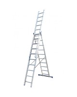 Лестница двусторонняя алюминиевая ELKOP VHR Hobby, 3 секции, 10 ступ., 2,7-6,1 м (38184)