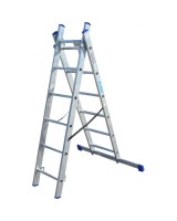 Драбина двостороння алюмінієва ELKOP VHR Hobby, 2 секції, 6 сход., 1,7-2,5 м (38235)