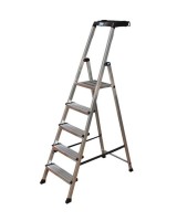 Стремянка односторонняя алюминиевая KRAUSE MultiGrip, 1 секция, 5 ступ., 1,6 м (126535)