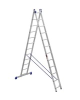 Лестница двусторонняя алюминиевая STARK SVHR, 2 секции, 12 ступ., 3,9-5,6 м (525212407)