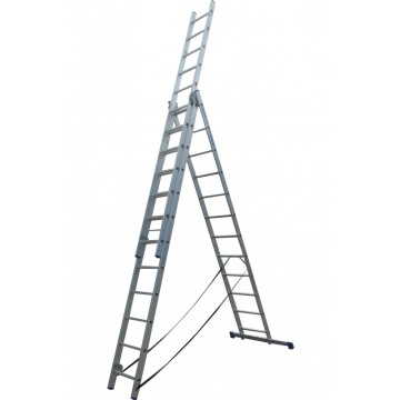 Лестница двусторонняя алюминиевая ELKOP VHR Hobby, 3 секции, 12 ступ., 3,2-7,2 м (37492)