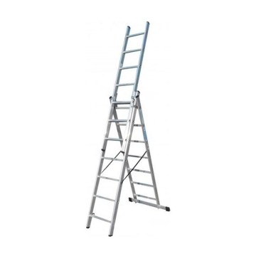 Лестница двусторонняя алюминиевая ELKOP VHR Trend, 3 секции, 7 ступ., 1,9-4 м (37491)