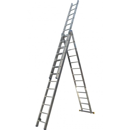 Лестница двусторонняя алюминиевая ELKOP VHR Profi, 3 секции, 13 ступ., 3,5-8,2 м (38186)