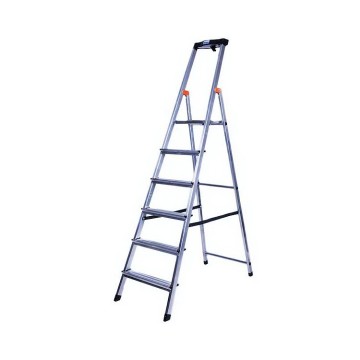 Стремянка односторонняя алюминиевая KRAUSE Safety, 1 секция, 6 ступ., 2,1 м (126344)