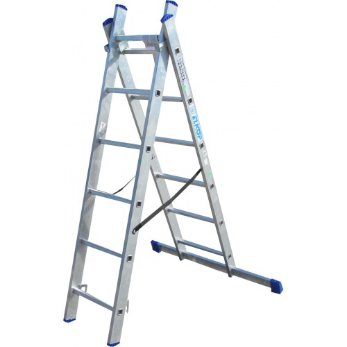 Драбина двостороння алюмінієва ELKOP VHR Hobby, 2 секції, 6 сход., 1,7-2,5 м (38235)