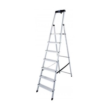 Стремянка односторонняя алюминиевая KRAUSE Safety, 1 секция, 7 ступ., 2,3 м (126351)