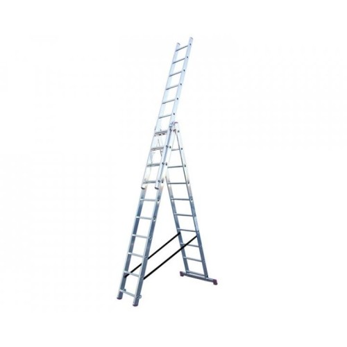 Лестница двусторонняя алюминиевая KRAUSE Corda, 3 секции, 10 ступ., 2,8-6,1 м (030405)