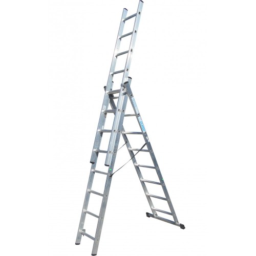 Драбина двостороння алюмінієва ELKOP VHR Trend, 3 секції, 8 сход., 2,2-4,5 м (37360)